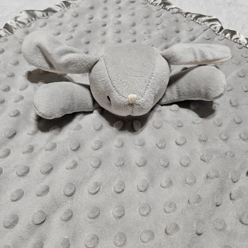 Pro Goleem Baby Lovey Security Blanket‎ Grey Rabbit Minky Sateen 16x16